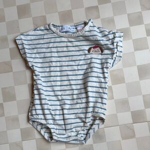 Zara Striped Blue and Cream Baby Onesie